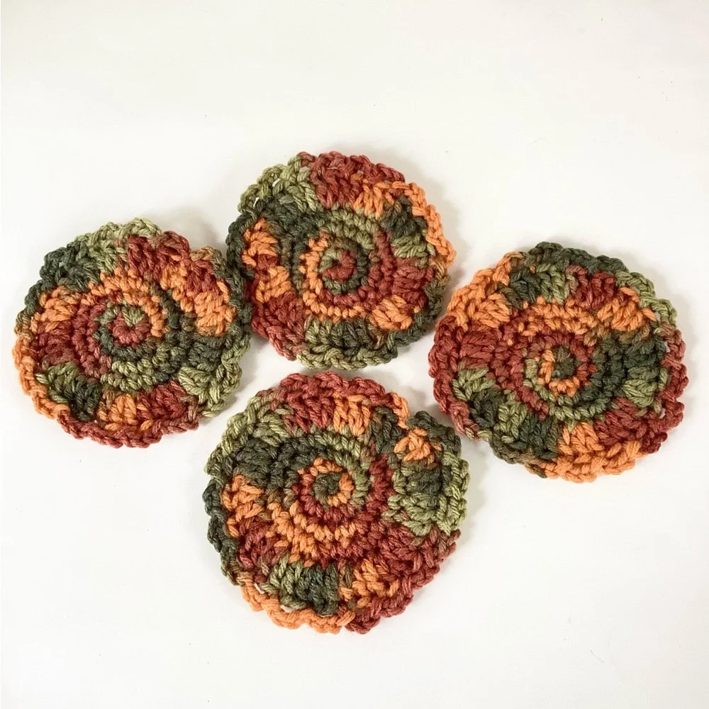 Coasters Hand Crafted Fall Brown Orange Green Rust